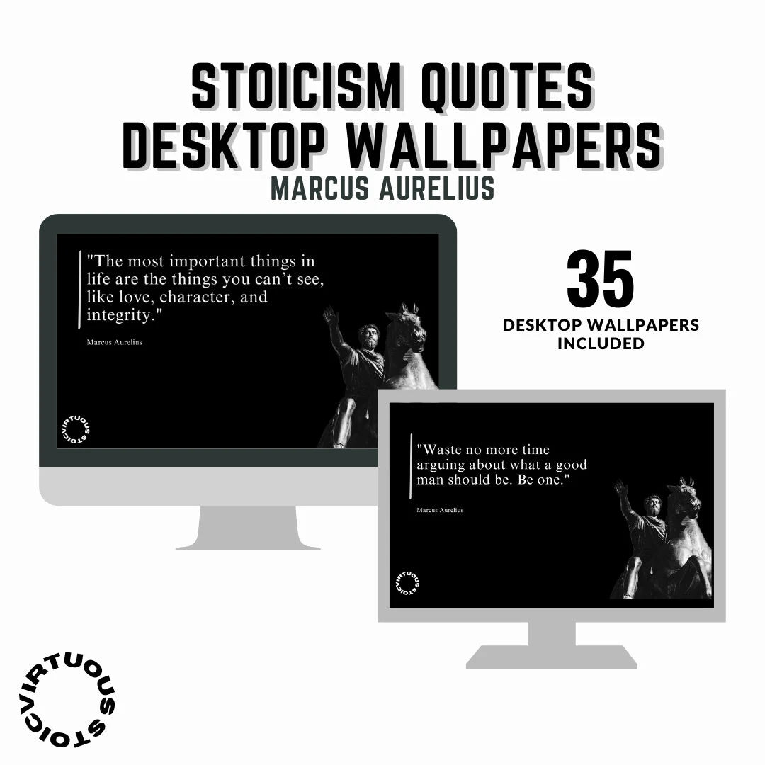 Ultimate Stoicism Bundle - Marcus Aurelius Quotes, Stoic Books, Affirmations, Notion Planner, Phone and PC Wallpapers - Memento Mori Poster