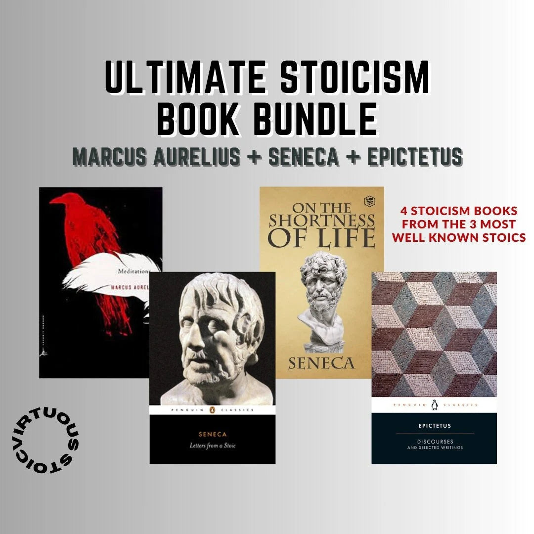 Ultimate Stoicism Bundle - Marcus Aurelius Quotes, Stoic Books, Affirmations, Notion Planner, Phone and PC Wallpapers - Memento Mori Poster